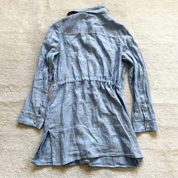 CHICO’S Cross Dye Linen Utility Jacket Size 1 or 8/10 Trendy Stylish Chic Casual - Picture 4 of 12